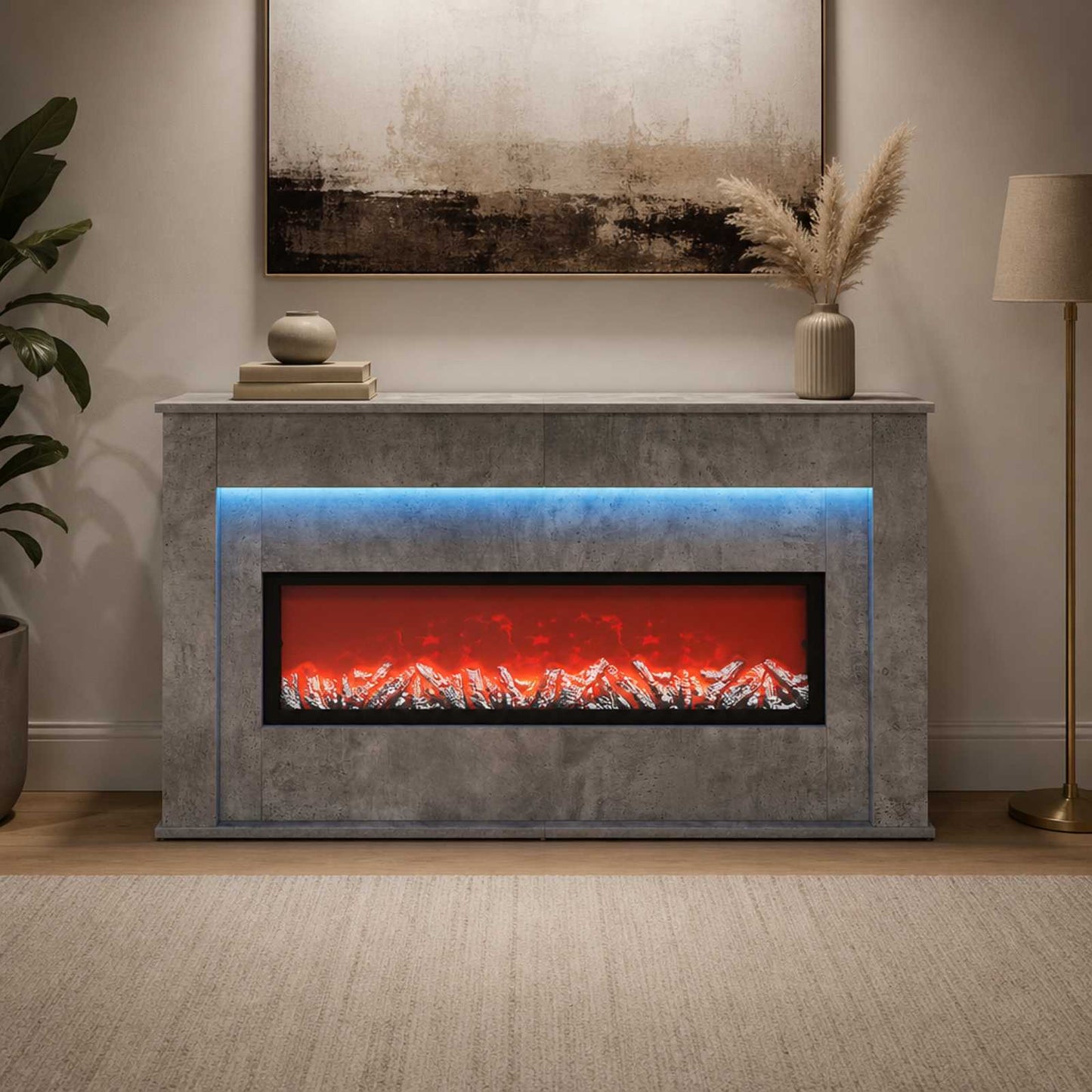vidaXL Τζάκι με ταινία LED Σκυρόδεμα 130 x 20 x 69,5 cm