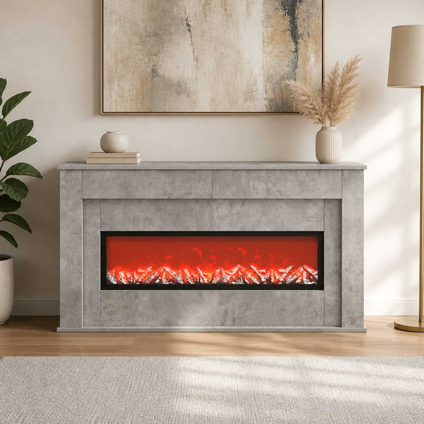 vidaXL Τζάκι με ταινία LED Σκυρόδεμα 130 x 20 x 69,5 cm