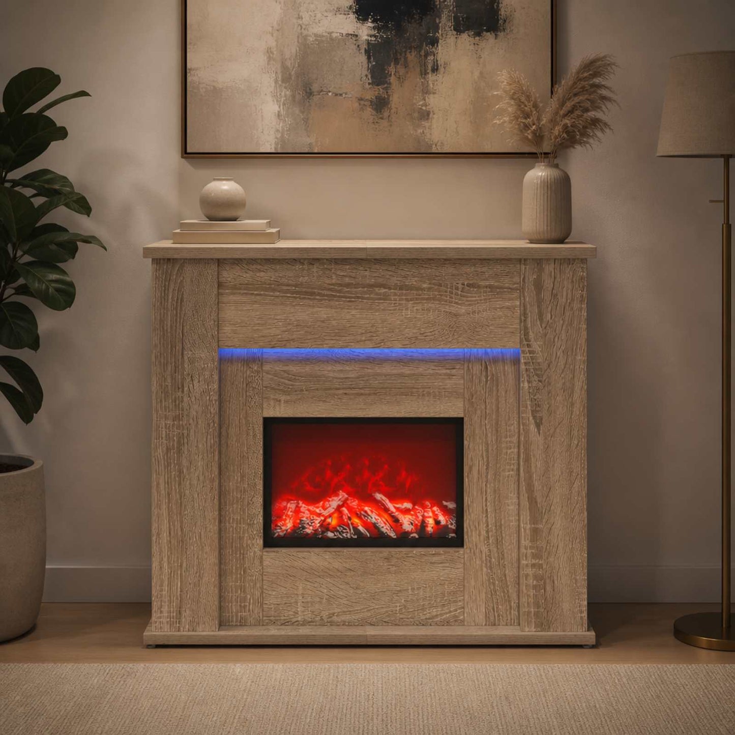 vidaXL Τζάκι με ταινία LED Sonoma 63 x 20 x 54,5 cm Επεξεργασμένο ξύλο