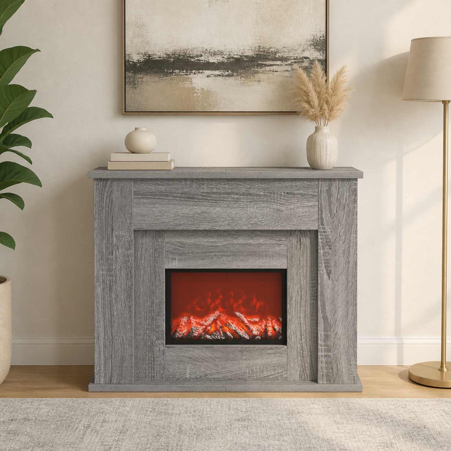 vidaXL Τζάκι με ταινία LED Γκρι Sonoma 63 x 20 x 54,5 cm