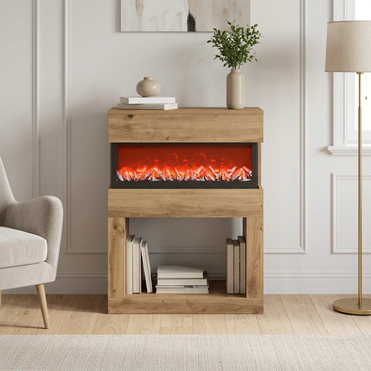 vidaXL Ηλεκτρικό τζάκι Artisan Δρυς 64 x 30 x 87 cm Επεξεργασμένο ξύλο