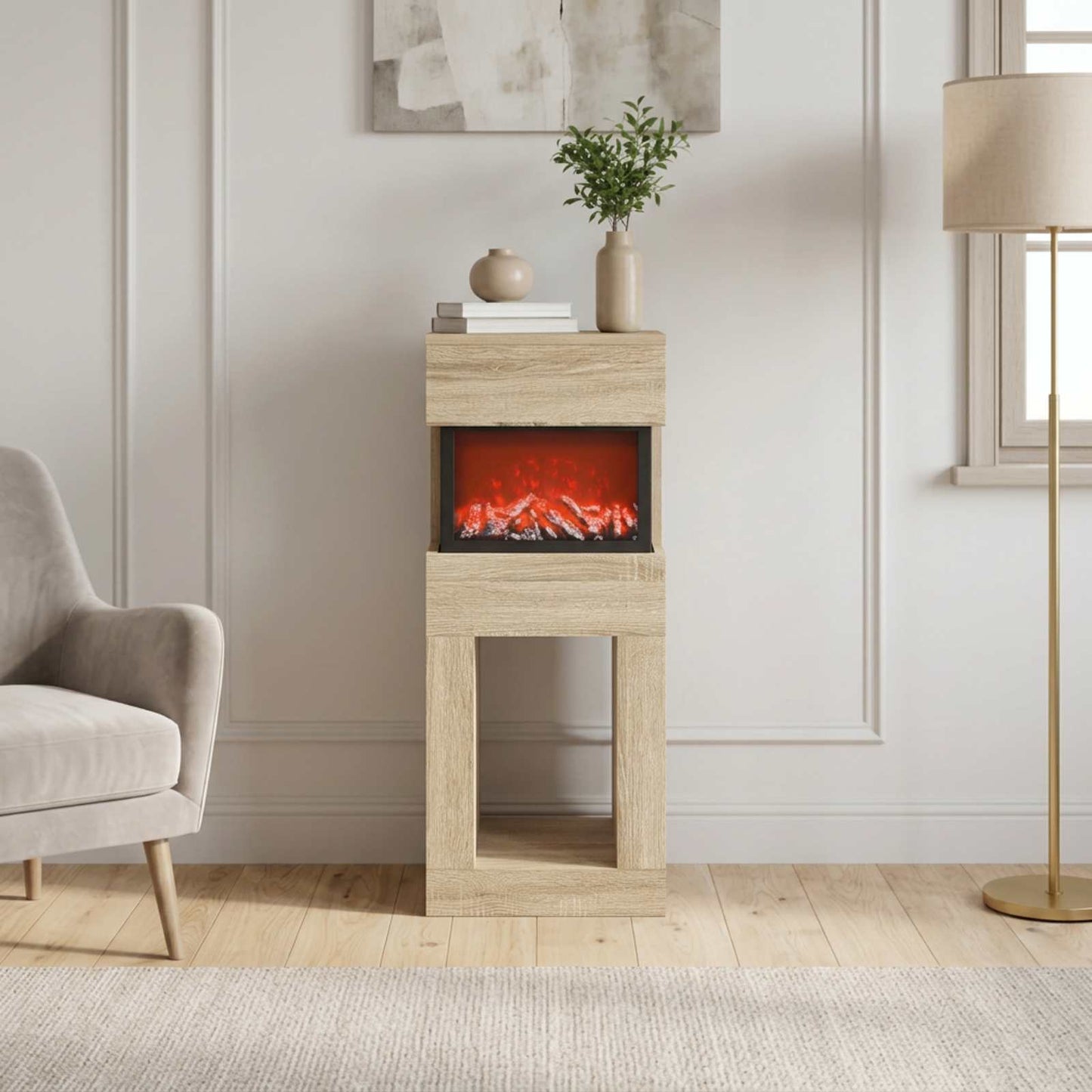 vidaXL Ηλεκτρικό τζάκι Sonoma 35 x 30 x 86 cm Επεξεργασμένο ξύλο