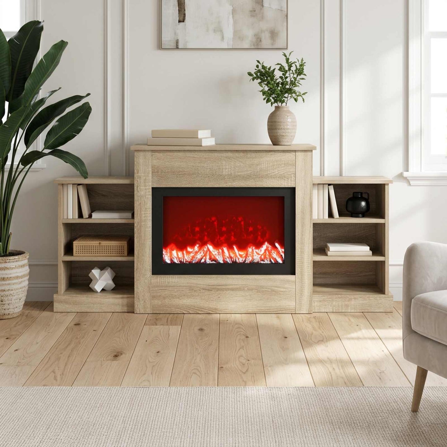 vidaXL Ηλεκτρικό τζάκι Sonoma 140 x 30 x 67 cm Επεξεργασμένο ξύλο