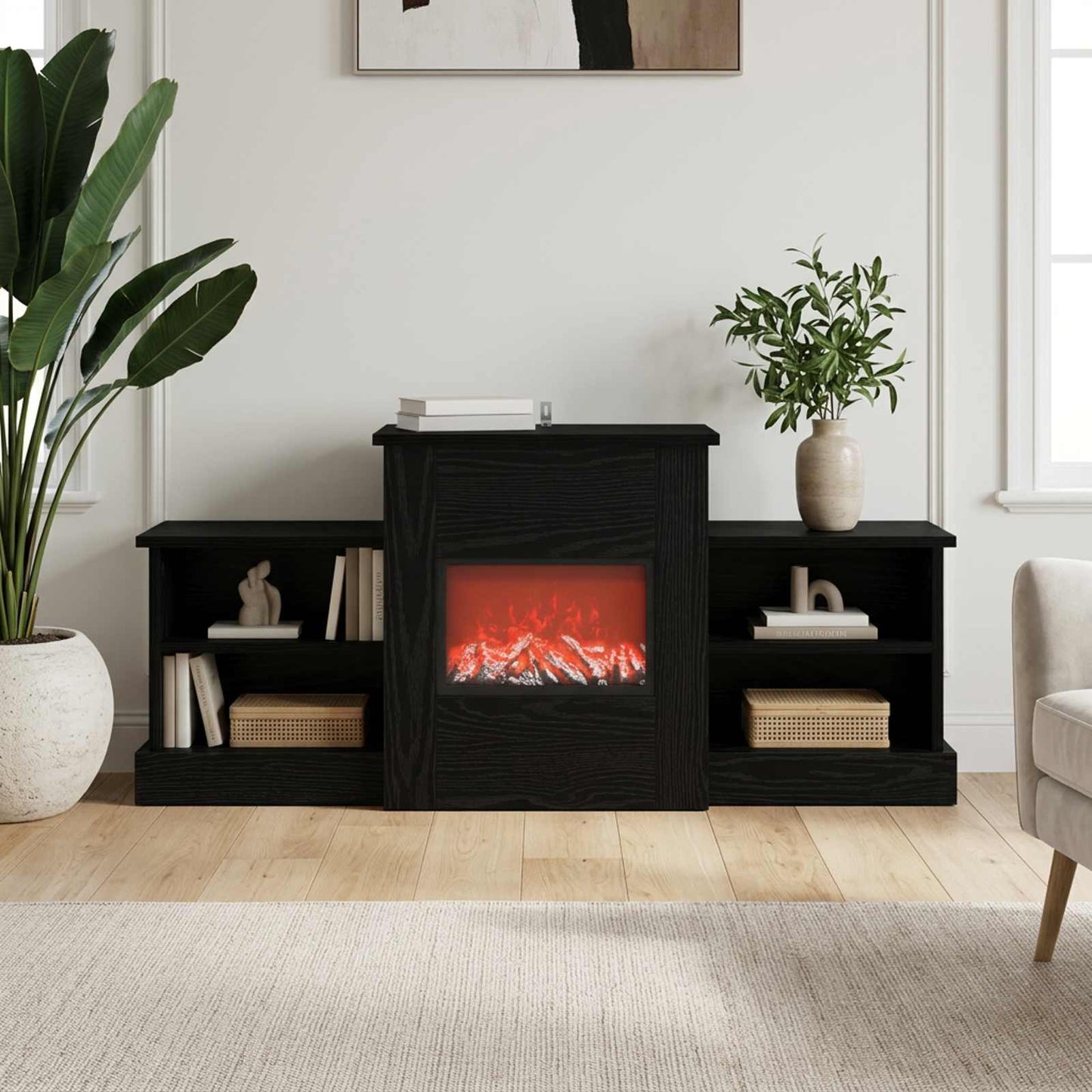 vidaXL Ηλεκτρικό τζάκι Μαύρη Δρυς 110 x 30 x 50 cm Επεξεργασμένο ξύλο