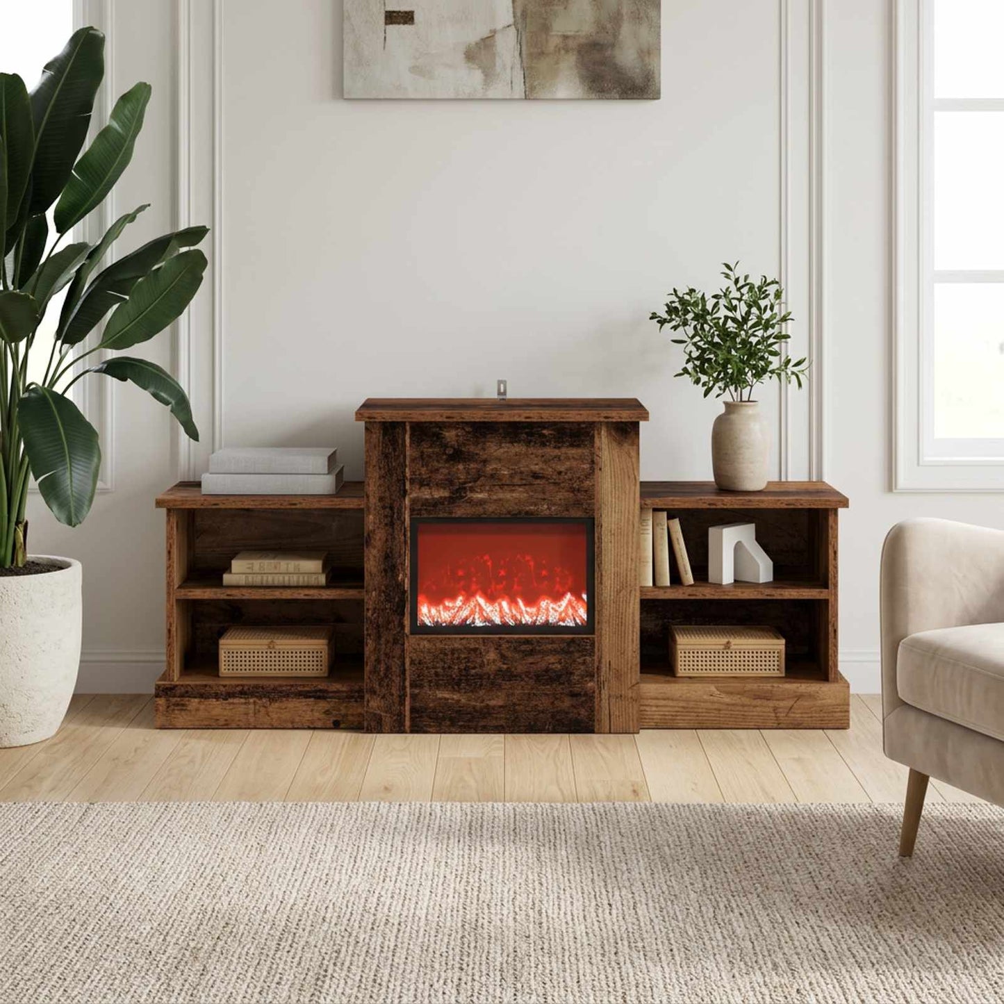 vidaXL Ηλεκτρικό τζάκι Παλαιωμένο ξύλο 110 x 30 x 50 cm