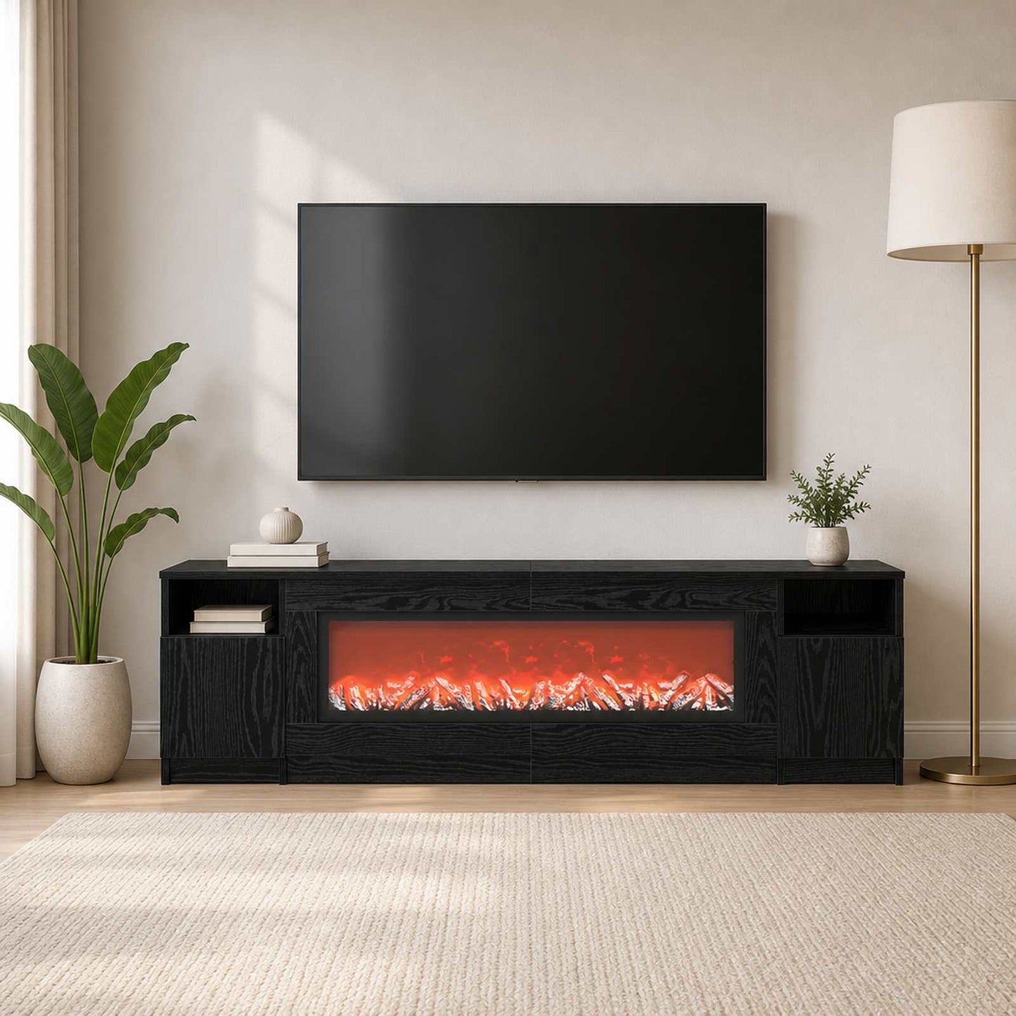 vidaXL Ηλεκτρικό τζάκι Μαύρη Δρυς 165 x 28,5 x 47 cm