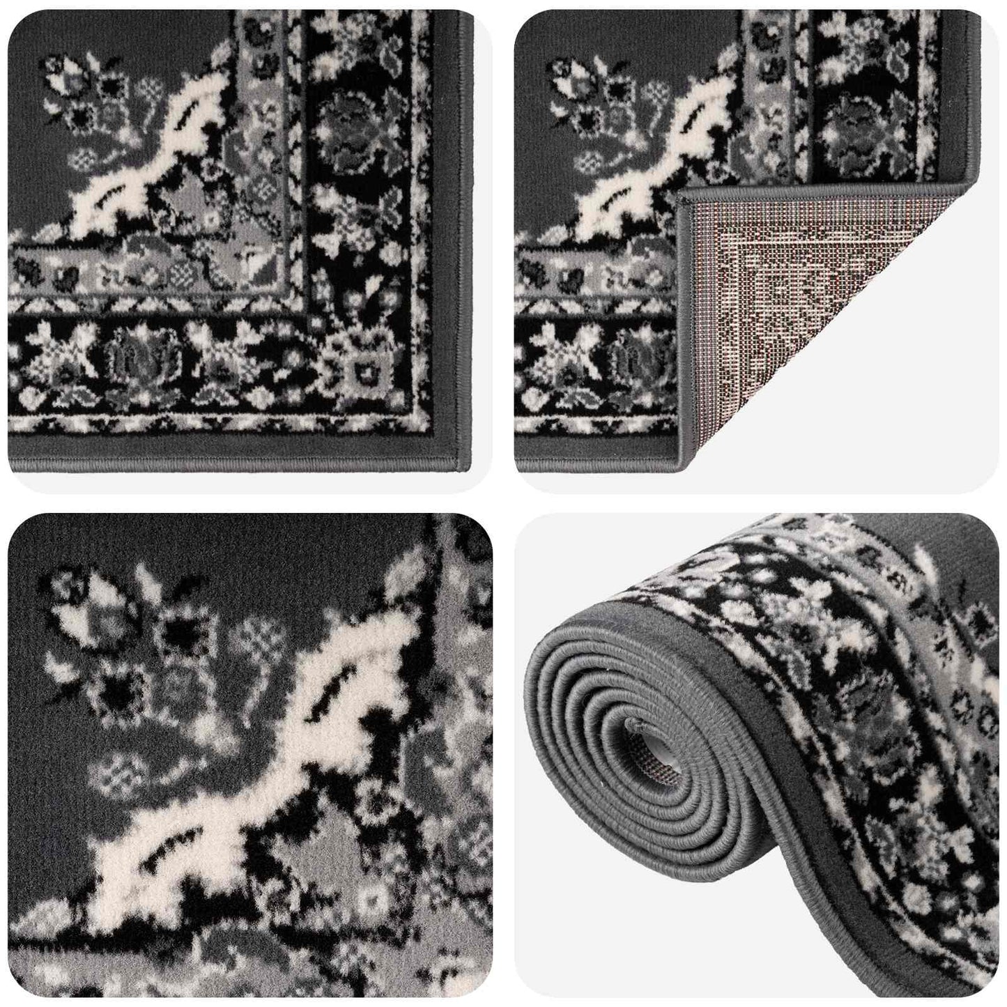 vidaXL Δερμάτινο Χαλί FLORNES Υφαντό Γκρι Σχέδιο 100 x 350 cm PP 7 mm