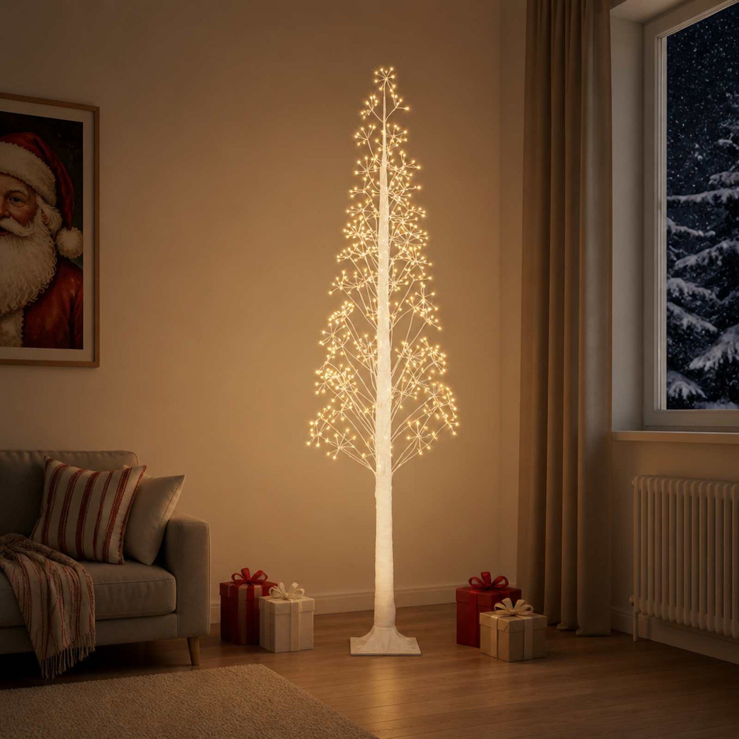 vidaXL Χριστουγεννιάτικο δέντρο starburst Λευκό 25 x 25 x 240 cm