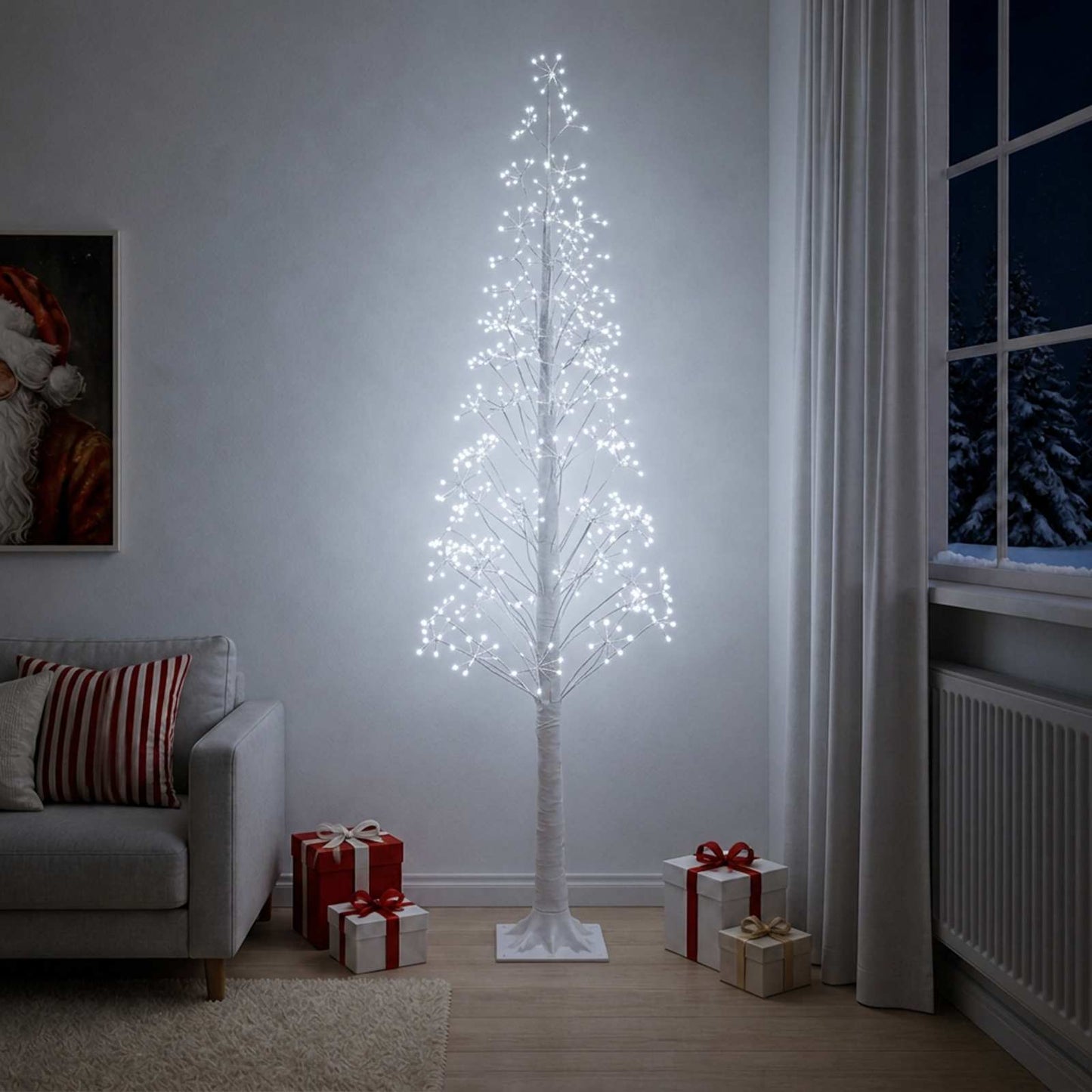 vidaXL Χριστουγεννιάτικο δέντρο starburst Λευκό 25 x 25 x 210 cm