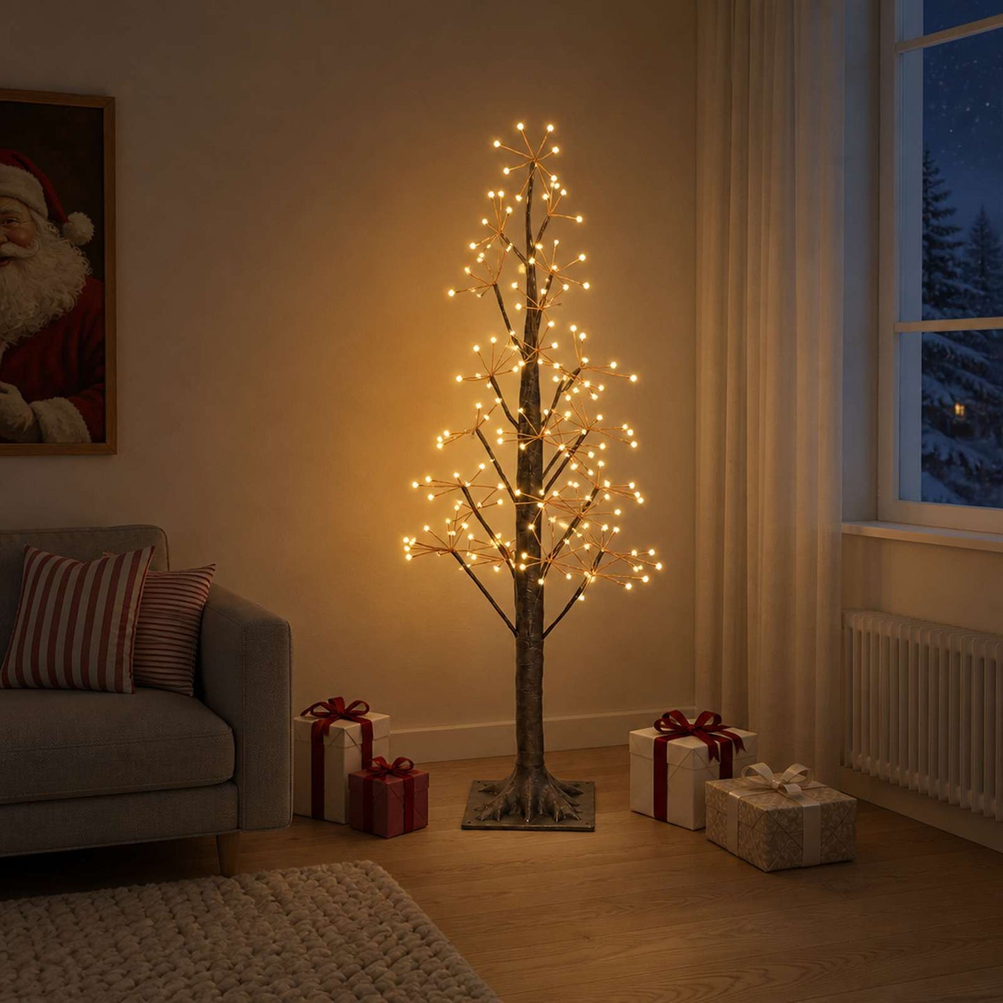 vidaXL Χριστουγεννιάτικο δέντρο starburst Καφέ 150 cm Πλαστικό 304 LED