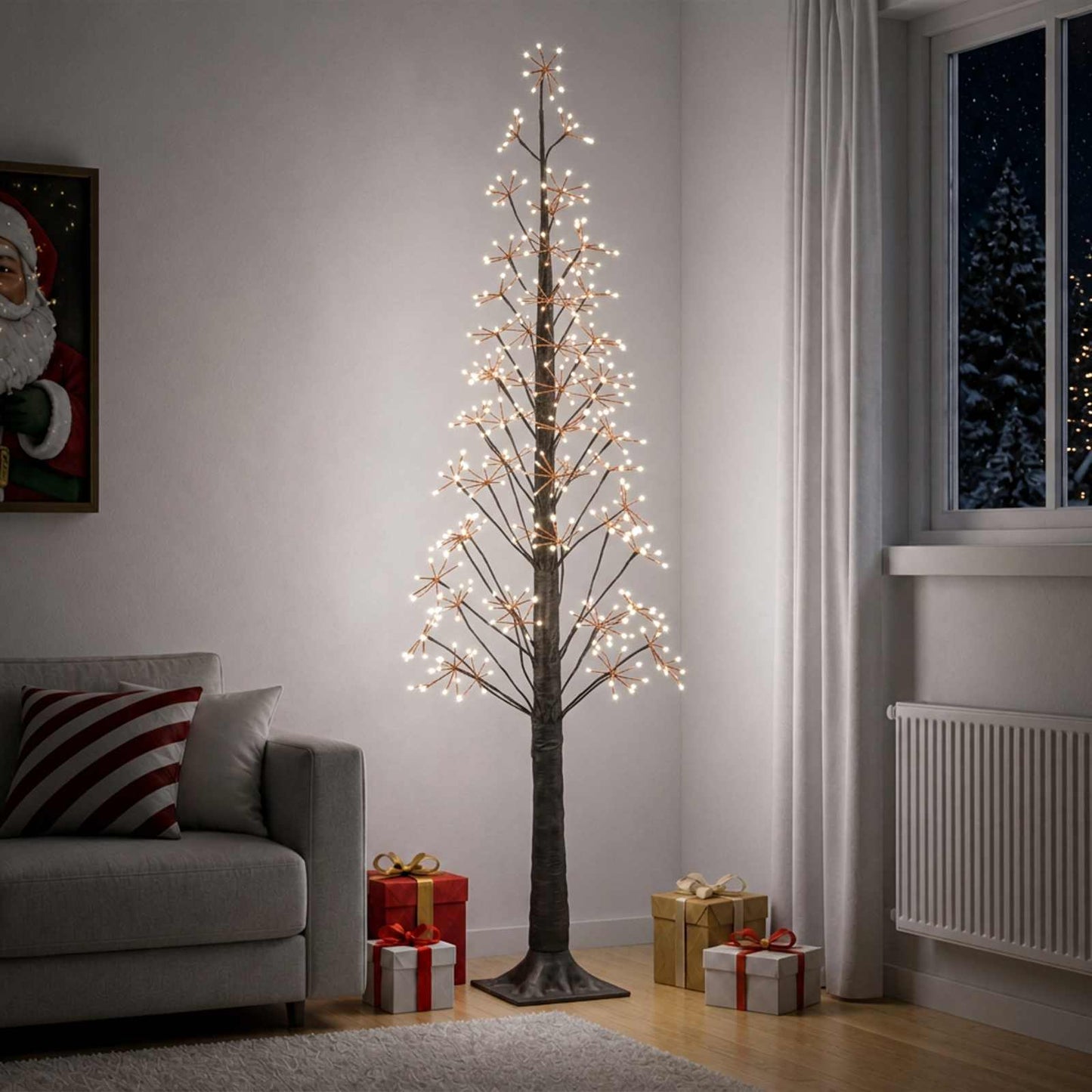 vidaXL Χριστουγεννιάτικο δέντρο starburst Καφέ 17 x 17 x 180 cm