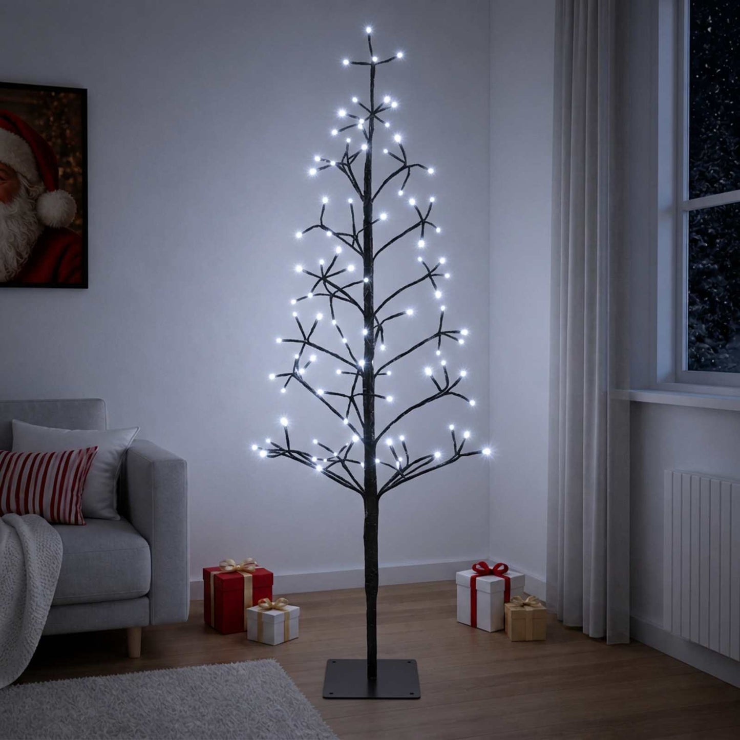 vidaXL Χριστουγεννιάτικο δέντρο LED με φωτάκια string Μαύρο