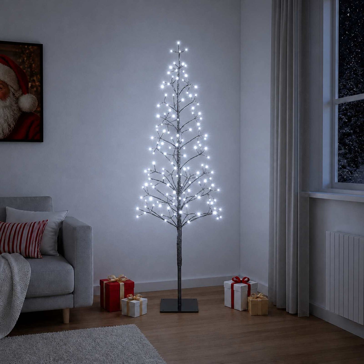 vidaXL Χριστουγεννιάτικο δέντρο LED με φωτάκια string Μαύρο