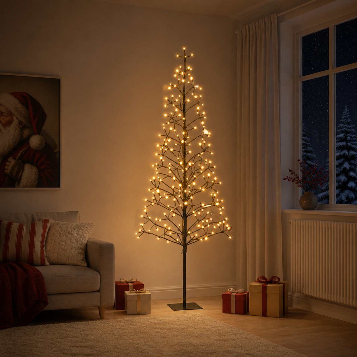 vidaXL Χριστουγεννιάτικο δέντρο LED με φωτάκια string Μαύρο