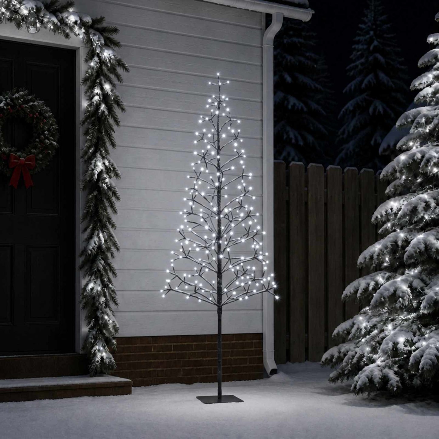 vidaXL Χριστουγεννιάτικο δέντρο LED με φωτάκια string Μαύρο 180 cm