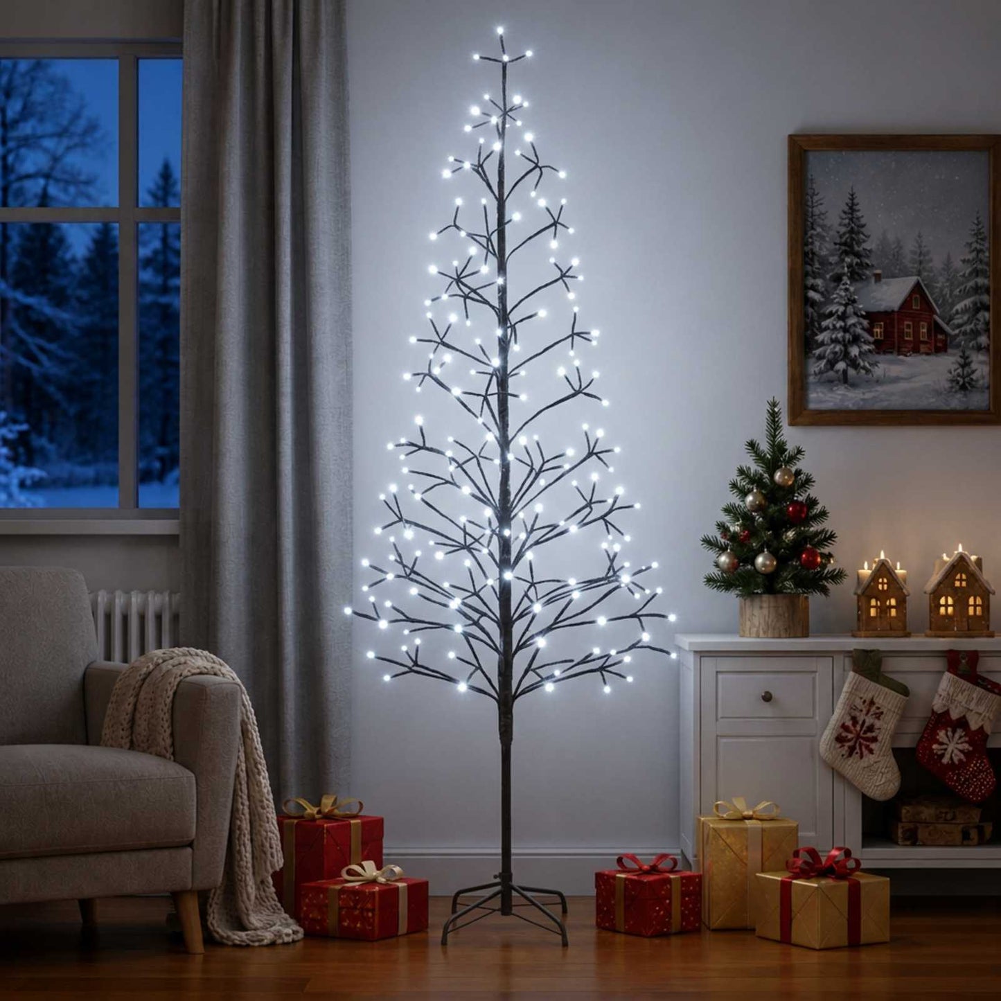 vidaXL Χριστουγεννιάτικο δέντρο LED με φωτάκια string Μαύρο