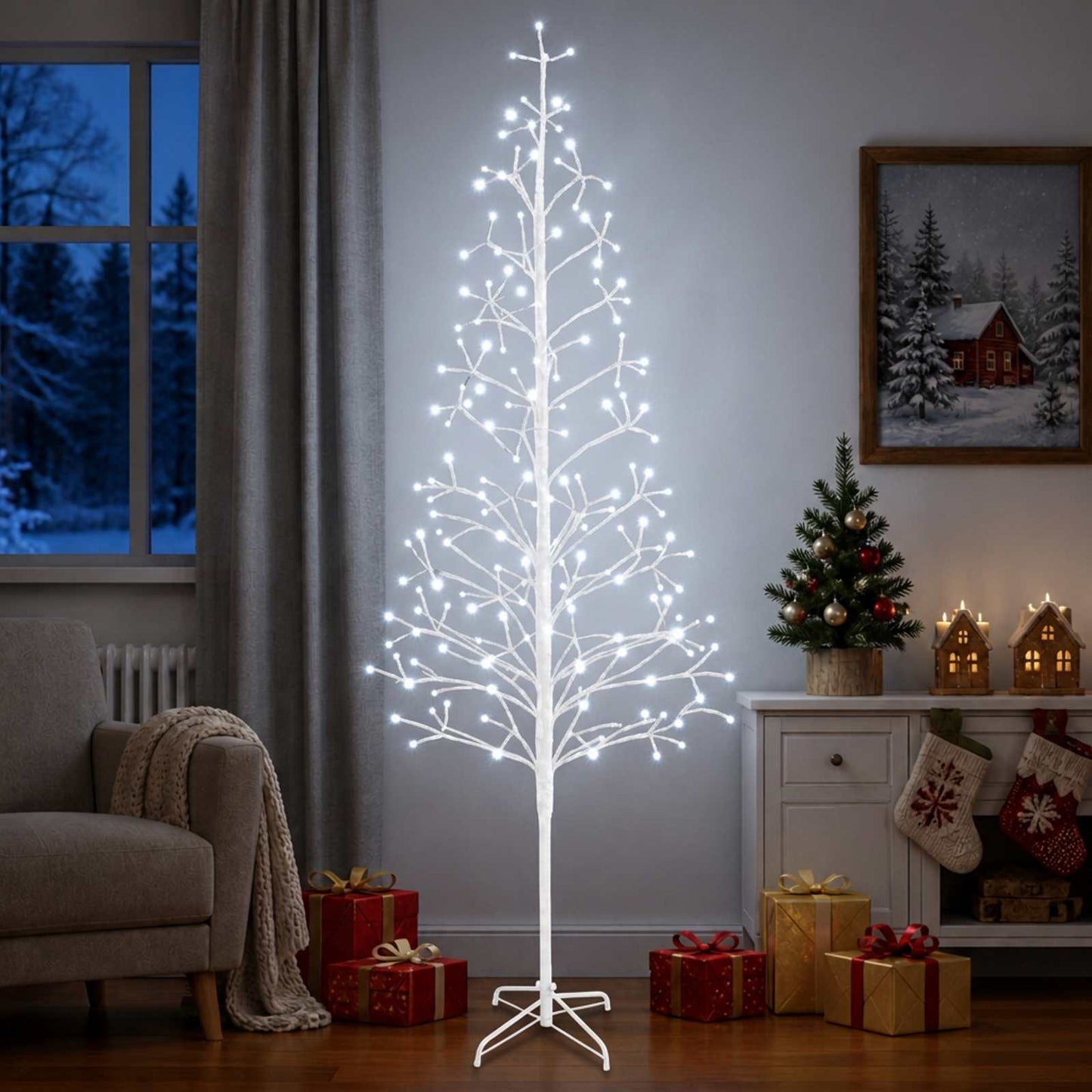 vidaXL Χριστουγεννιάτικο δέντρο LED με φωτάκια string Λευκό