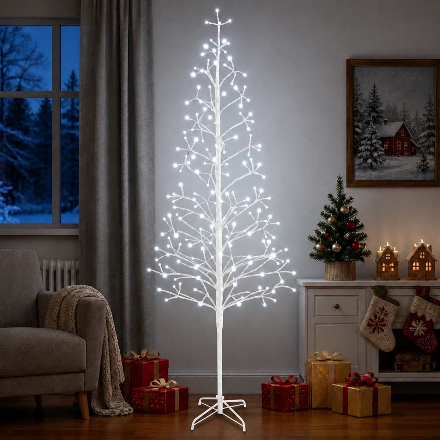 vidaXL Χριστουγεννιάτικο δέντρο LED με φωτάκια string Λευκό