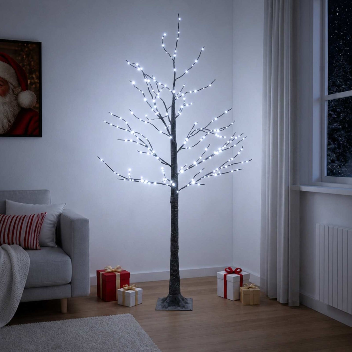 vidaXL Χιονισμένο χριστουγεννιάτικο δέντρο με LED Καφέ