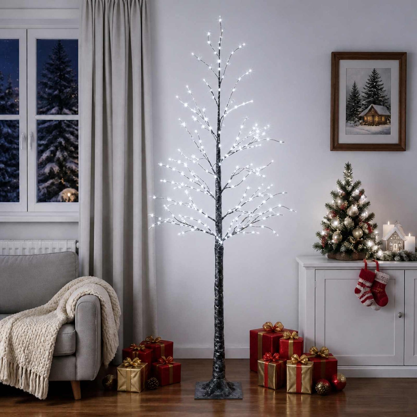 vidaXL Χιονισμένο χριστουγεννιάτικο δέντρο με LED Καφέ