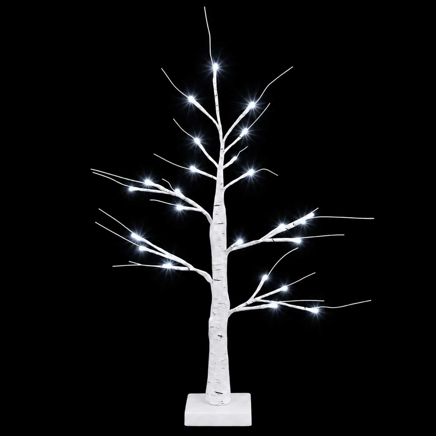 vidaXL LED Χριστουγεννιάτικο δέντρο από σημύδα 2 τμχ. Λευκό