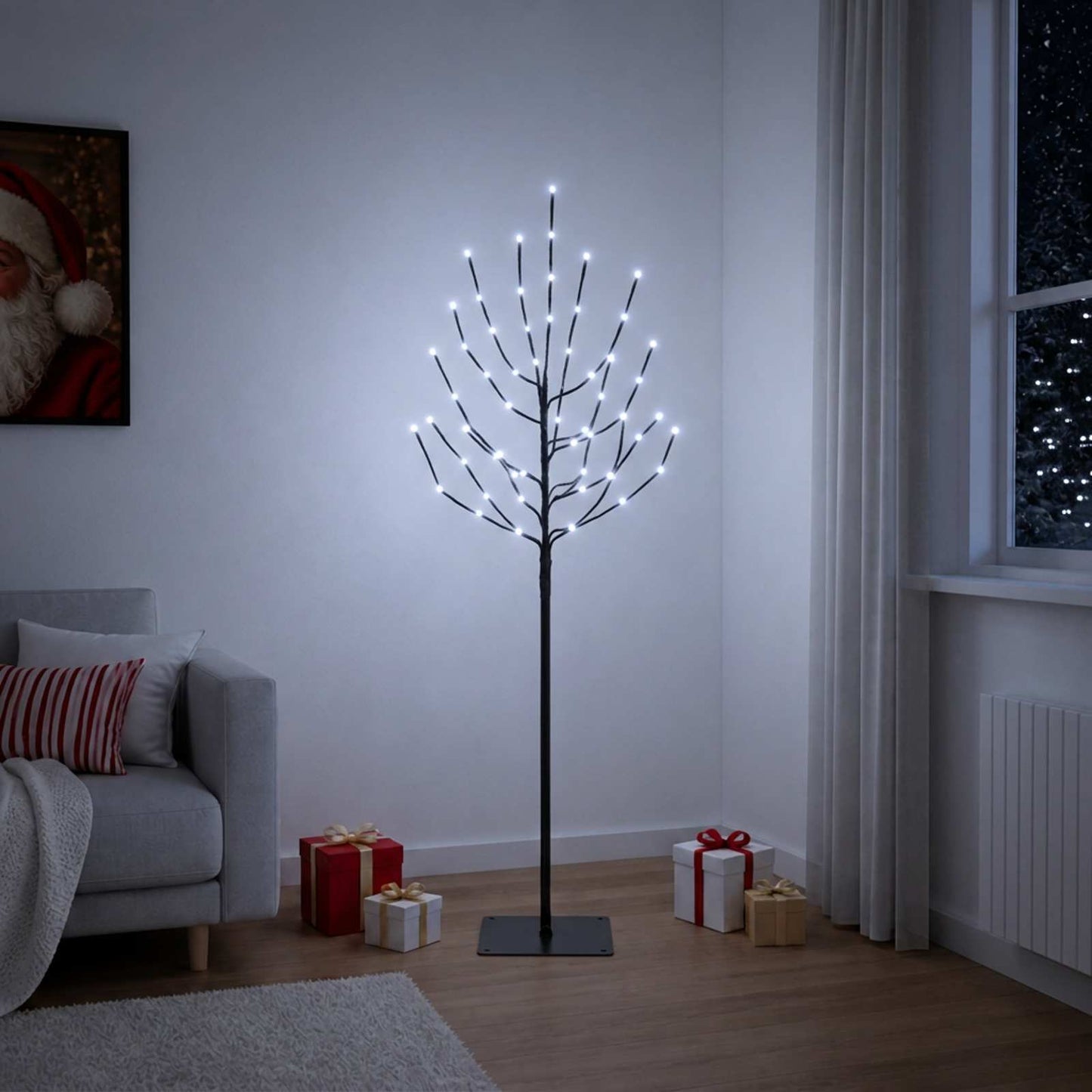 vidaXL LED Χριστουγεννιάτικο Δέντρο Μαύρο 150 cm Ατσάλι 140 LED