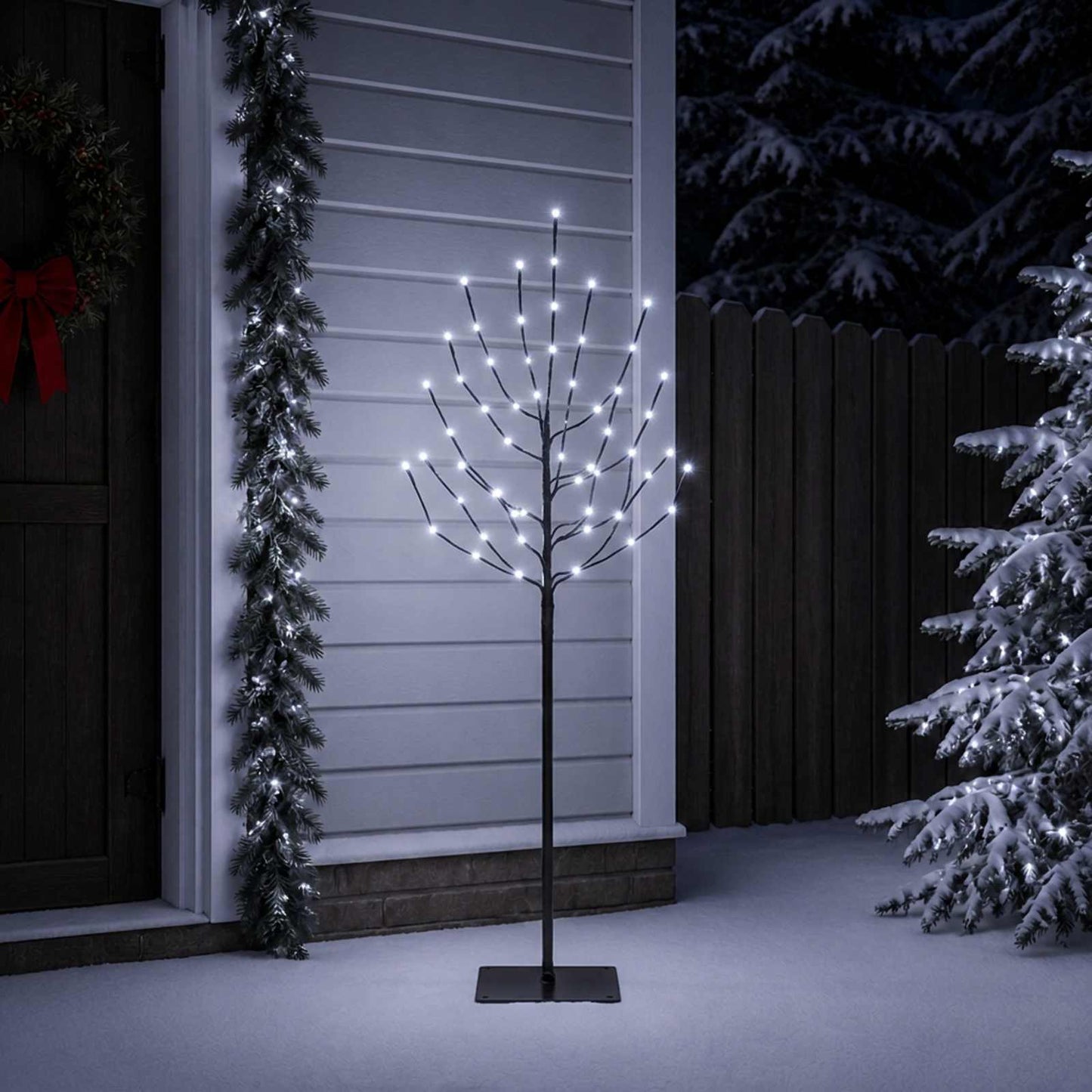 vidaXL LED Χριστουγεννιάτικο Δέντρο Μαύρο 150 cm Ατσάλι 140 LED