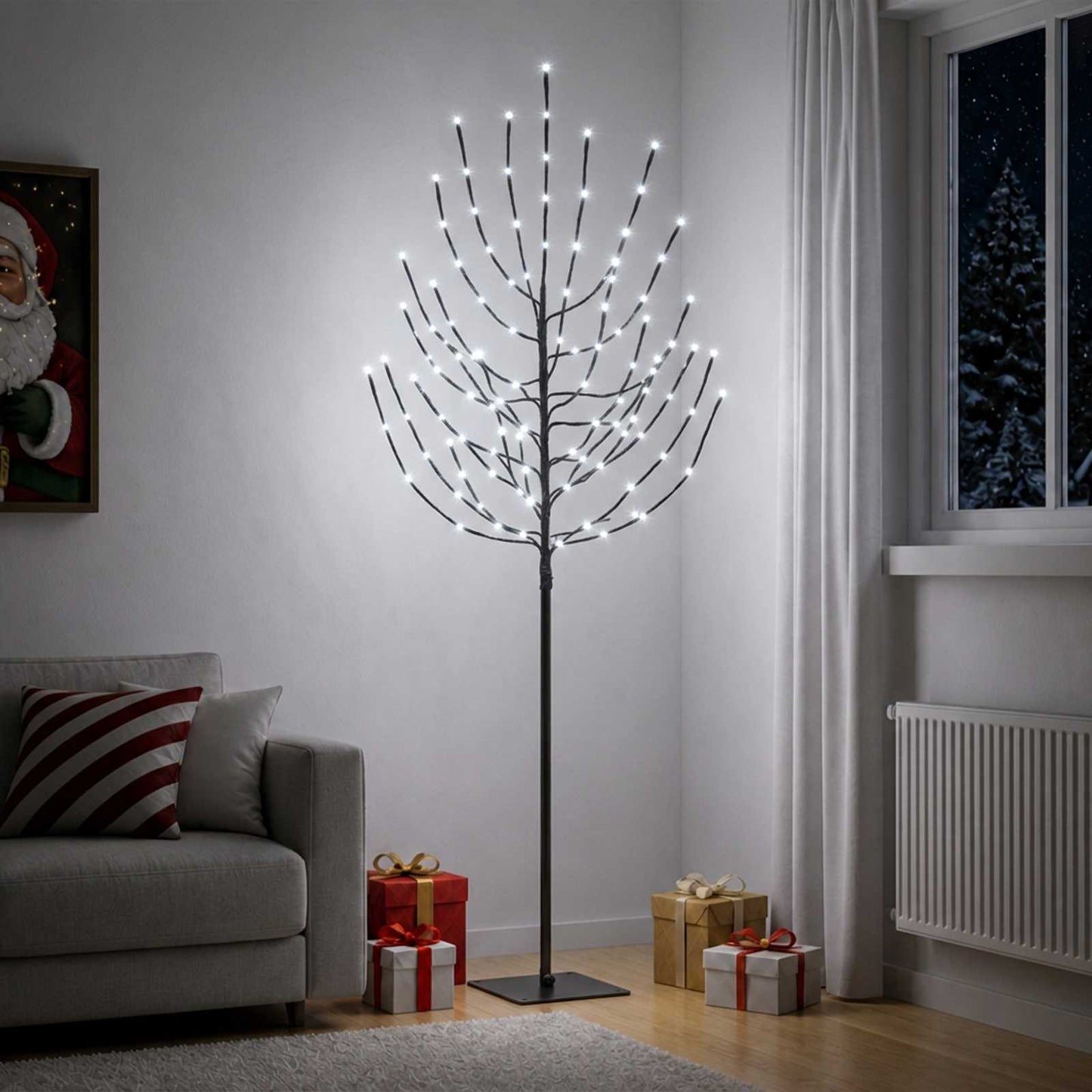 vidaXL LED Χριστουγεννιάτικο Δέντρο Μαύρο 20 x 20 x 180 cm Ατσάλι