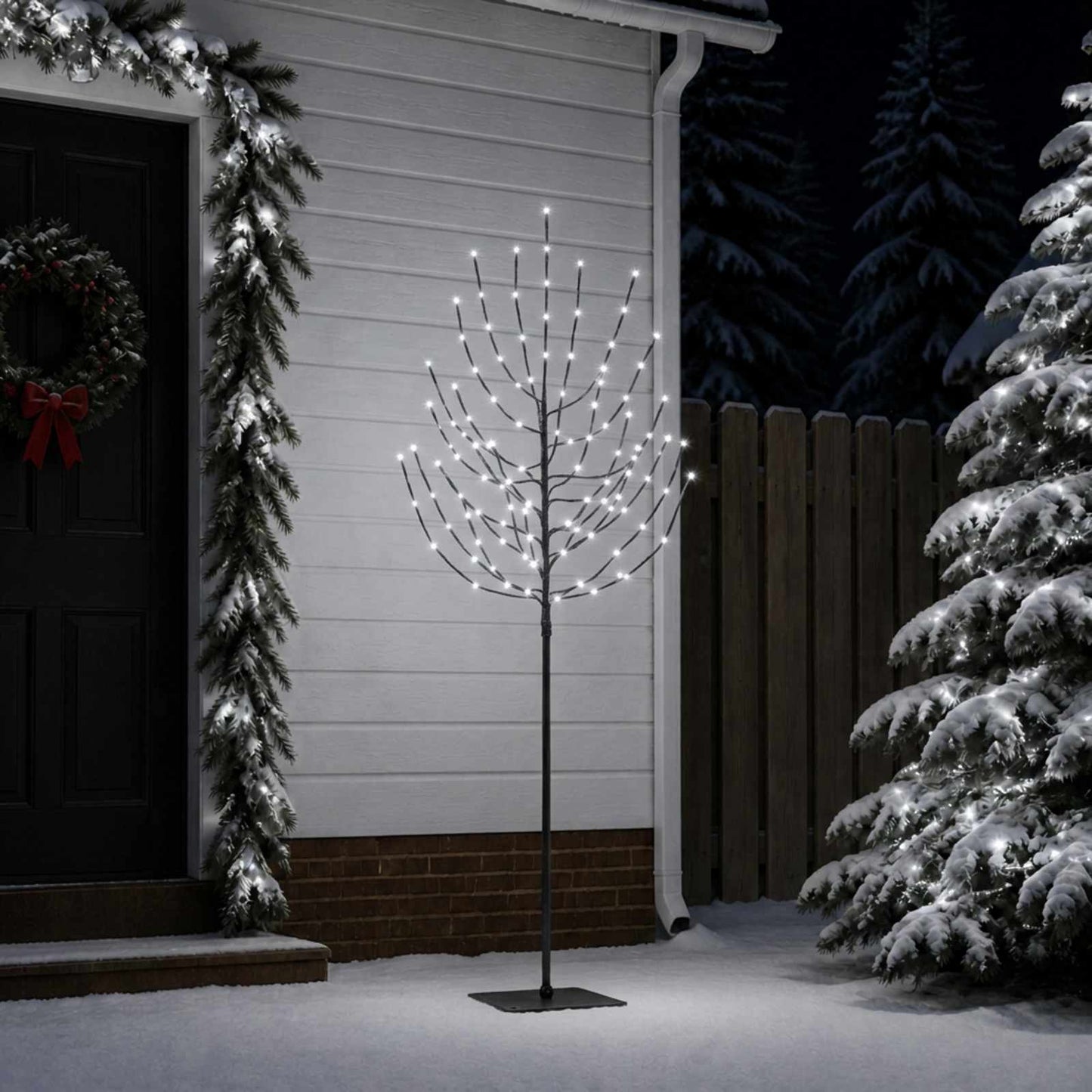 vidaXL LED Χριστουγεννιάτικο Δέντρο Μαύρο 20 x 20 x 180 cm Ατσάλι