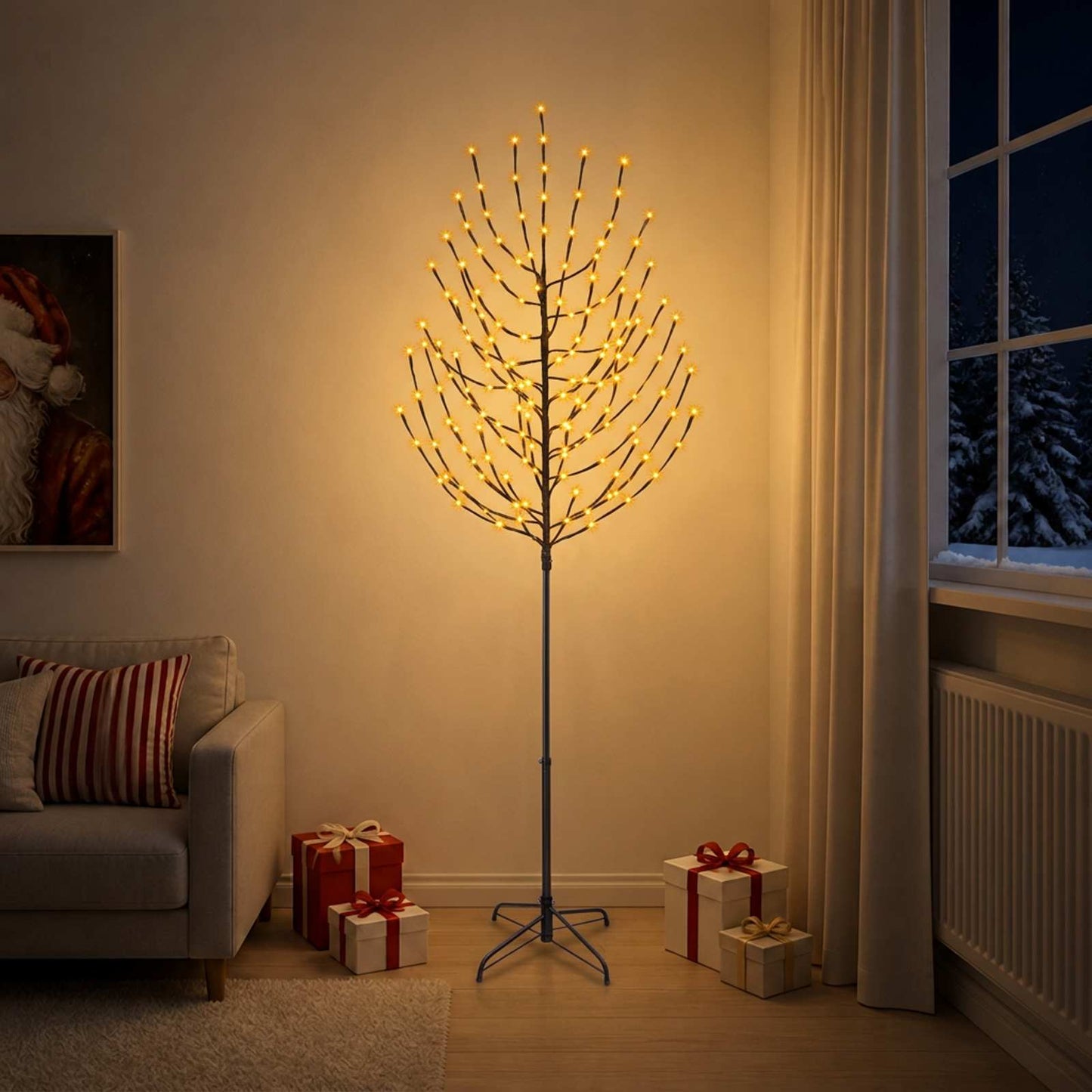 vidaXL LED Χριστουγεννιάτικο Δέντρο Μαύρο 47 x 240 cm Ατσάλι 220 LED