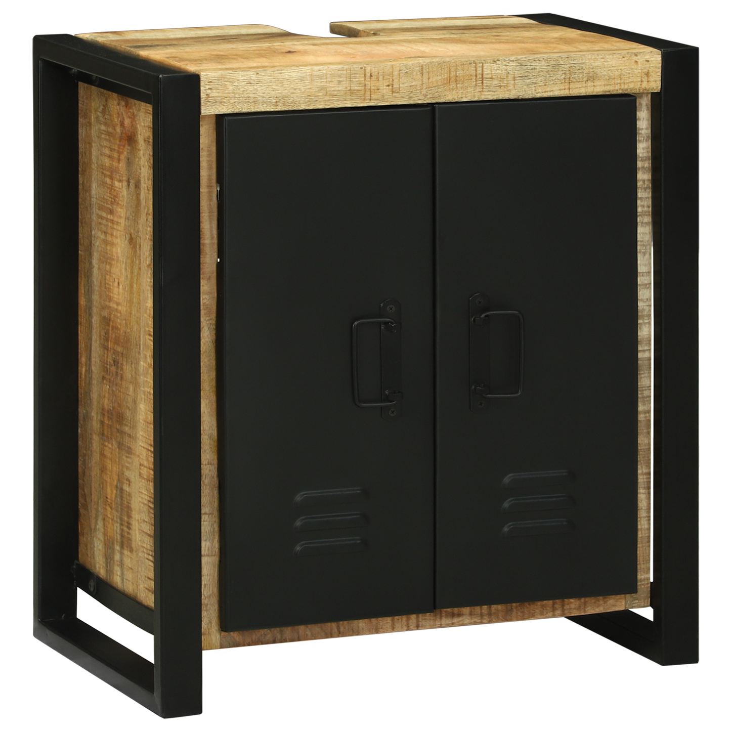 vidaXL Σετ Επίπλων Μπάνιου με ράφι με αποθήκευση με πόρτα 3 pcs Καφέ Στερεό ξύλο μάνγκο