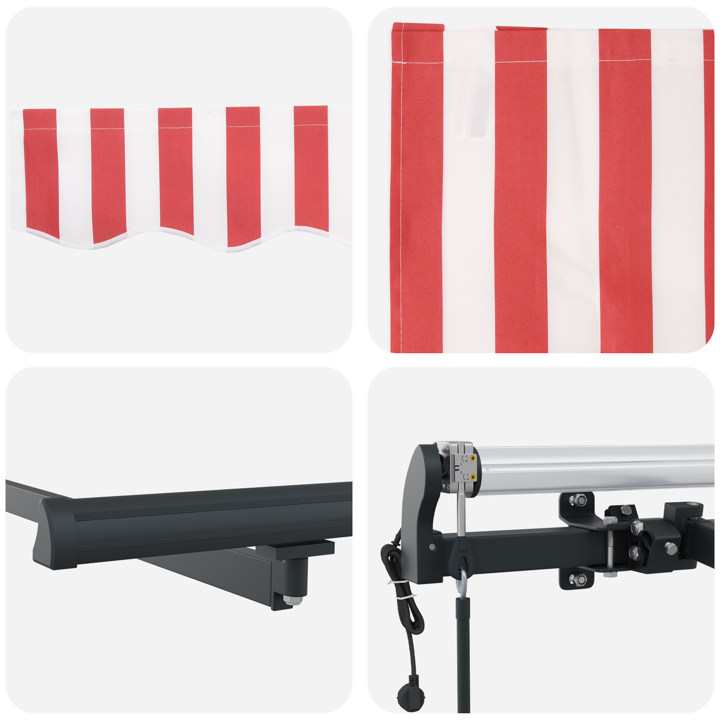 vidaXL Ανασυρόμενη τέντα κόκκινη και άσπρη 350x250 εκ.