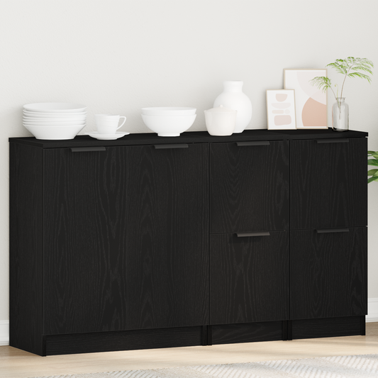 vidaXL Πλαϊνό γραφείο 3 τμχ. Μαύρη Οξυά 120 x 30 x 70 cm
