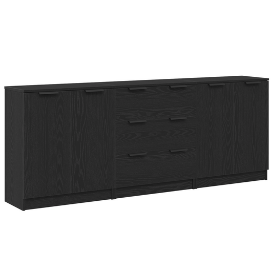 vidaXL Πλαϊνό γραφείο 3 τμχ. Μαύρη Οξυά 180 x 30 x 70 εκ