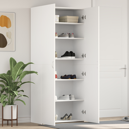 vidaXL Ντουλάπι Υποδημάτων Λευκό 80x35.5x180 εκ Επεξεργασμένο Ξύλο