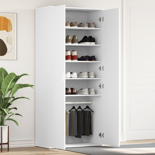 vidaXL Ντουλάπι Παπουτσιών Λευκό 80x39x180 εκ. Επεξεργασμένο Ξύλο