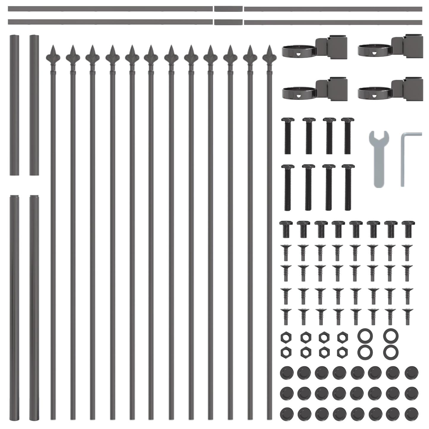 vidaXL Φράχτης Κήπου με Κορυφή Ακίδων - Γκρι, 6.8 x 1.2 μ, Χάλυβας