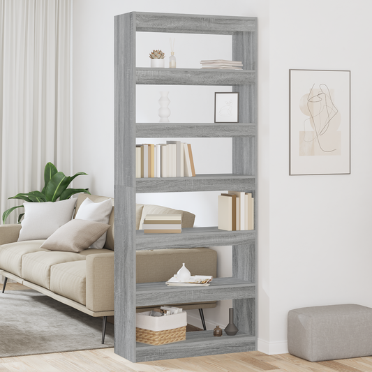 vidaXL Βιβλιοθήκη Γκρίζο Σονομα 80 x 30 x 198 εκ Επεξεργασμένο ξύλο