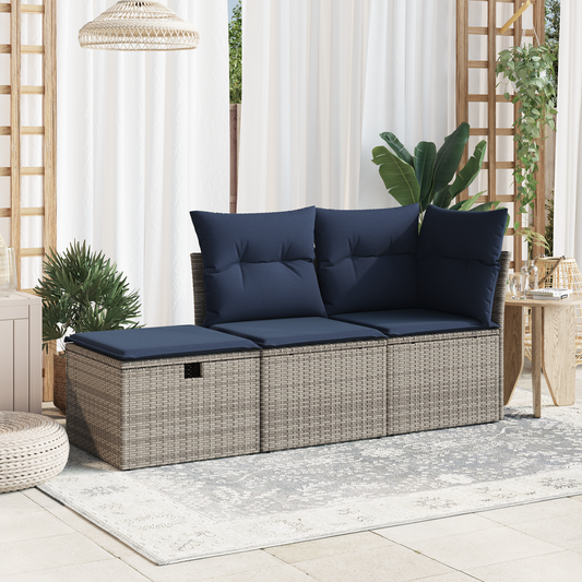 vidaXL Σκαμπό Κήπου με μαξιλάρι Γκρι 55 x 55 x 37 εκ συνθετικό ρατάν