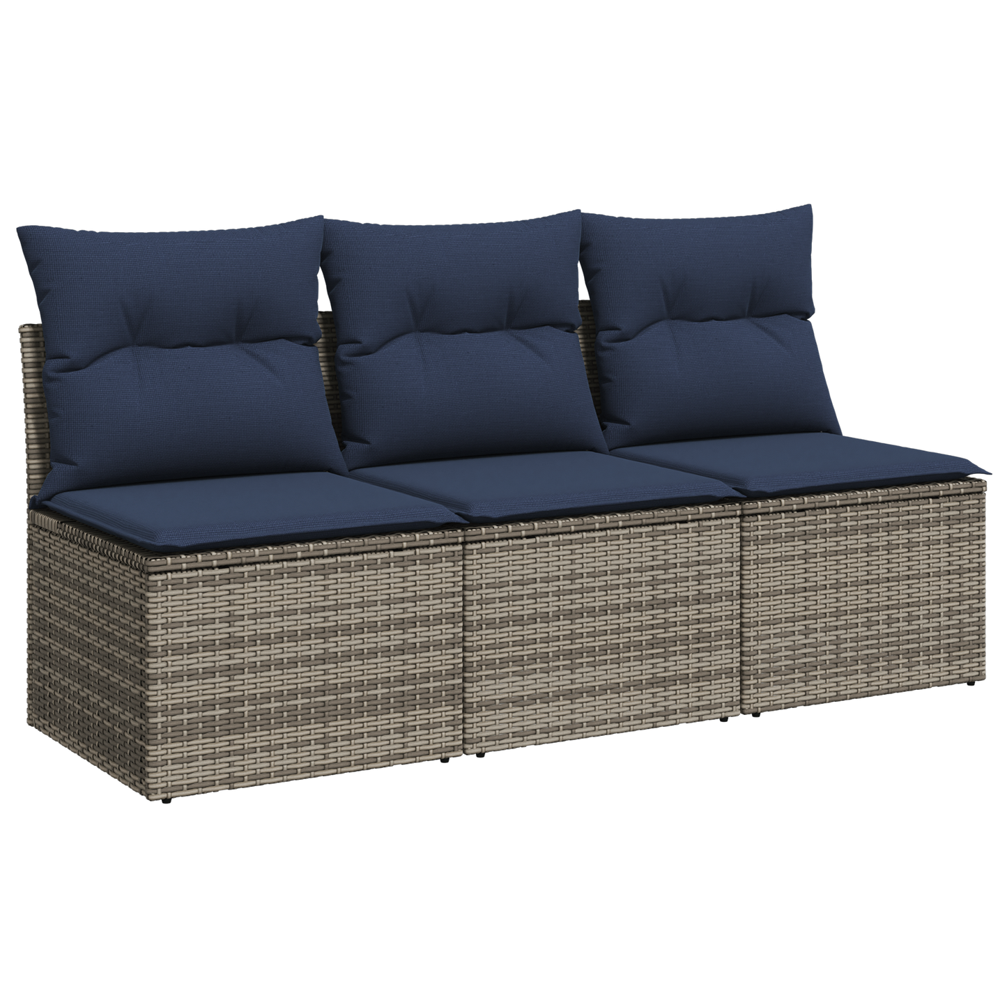 vidaXL Καναπές Κήπου με μαξιλάρι Γκρι 165 x 62 x 69 εκ Πολυ ράταν