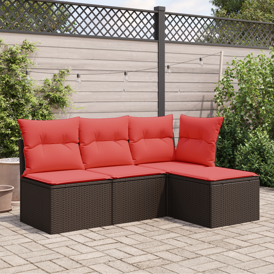 vidaXL Σκαμπό Κήπου με Μαξιλάρι Καφέ 55x55x37 εκ. από Συνθετικό Ρατάν