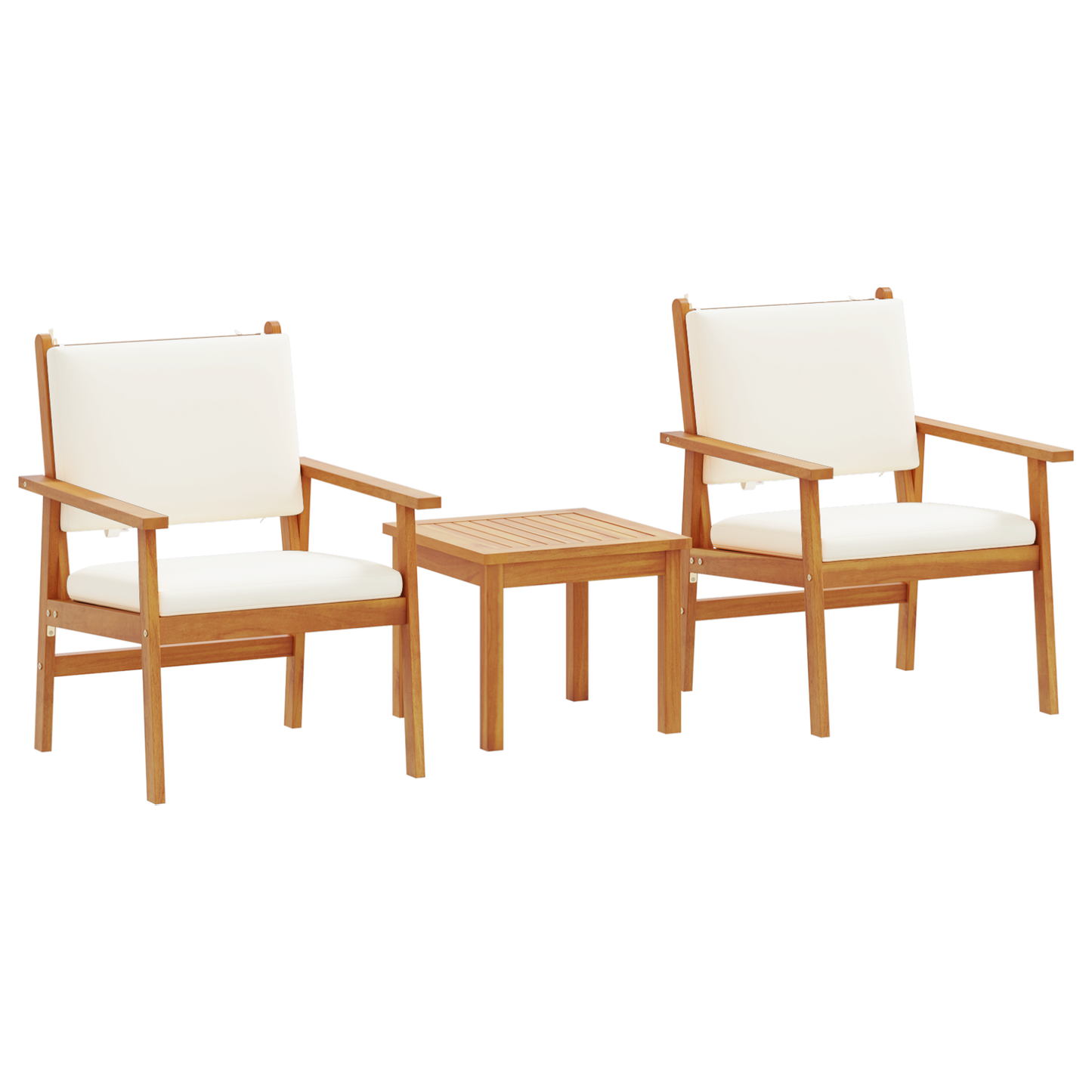 vidaXL Σετ Καναπέ Κήπου 3 pcs Καφέ 45 x 45 x 38 εκ. Μασίφ ξύλο ακακίας