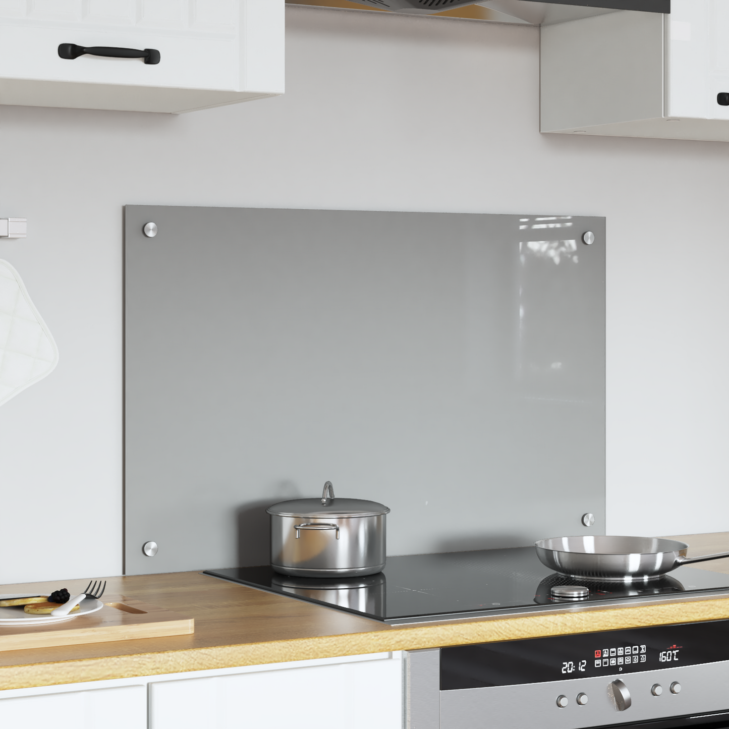 vidaXL Φωτιστικό Πίσω Τείχους Κουζίνας Ανοιχτό Γκρι 80x50x0,6 εκ Γυαλί Αντισκηνής