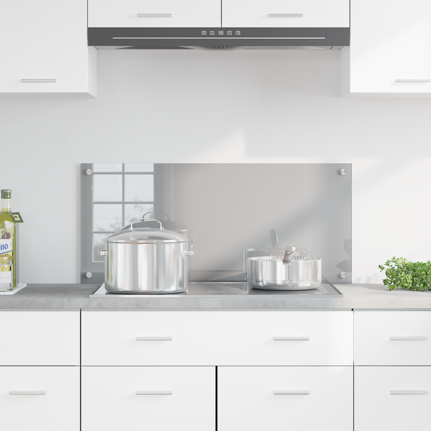 vidaXL Κουζίνα με Φόντο από Πλακάκι σε Ανοιχτό Γκρι 90x40x0,6 εκ. από Σκληρυμένο Γυαλί