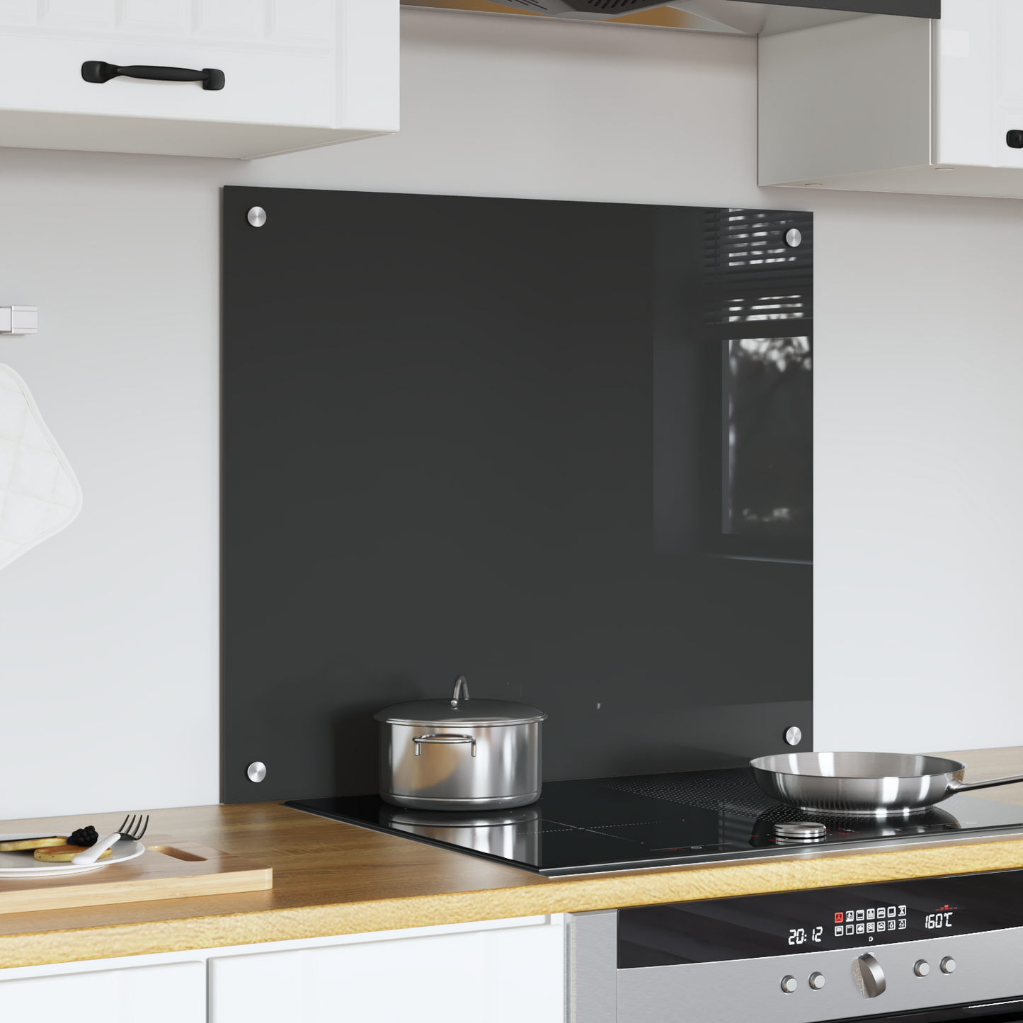 vidaXL Πίσω Τοίχος Κουζίνας Σκούρο Γκρι 70x60x0,6 εκ Σκληρυμένο Γυαλί