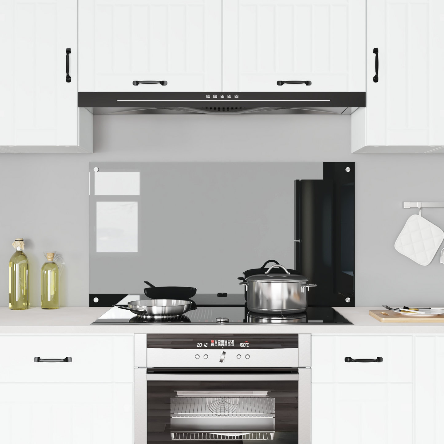 vidaXL Μαύρος Κουζίνας Πίνακας 110x60x0,6 εκ Γυαλί Ανθρακα