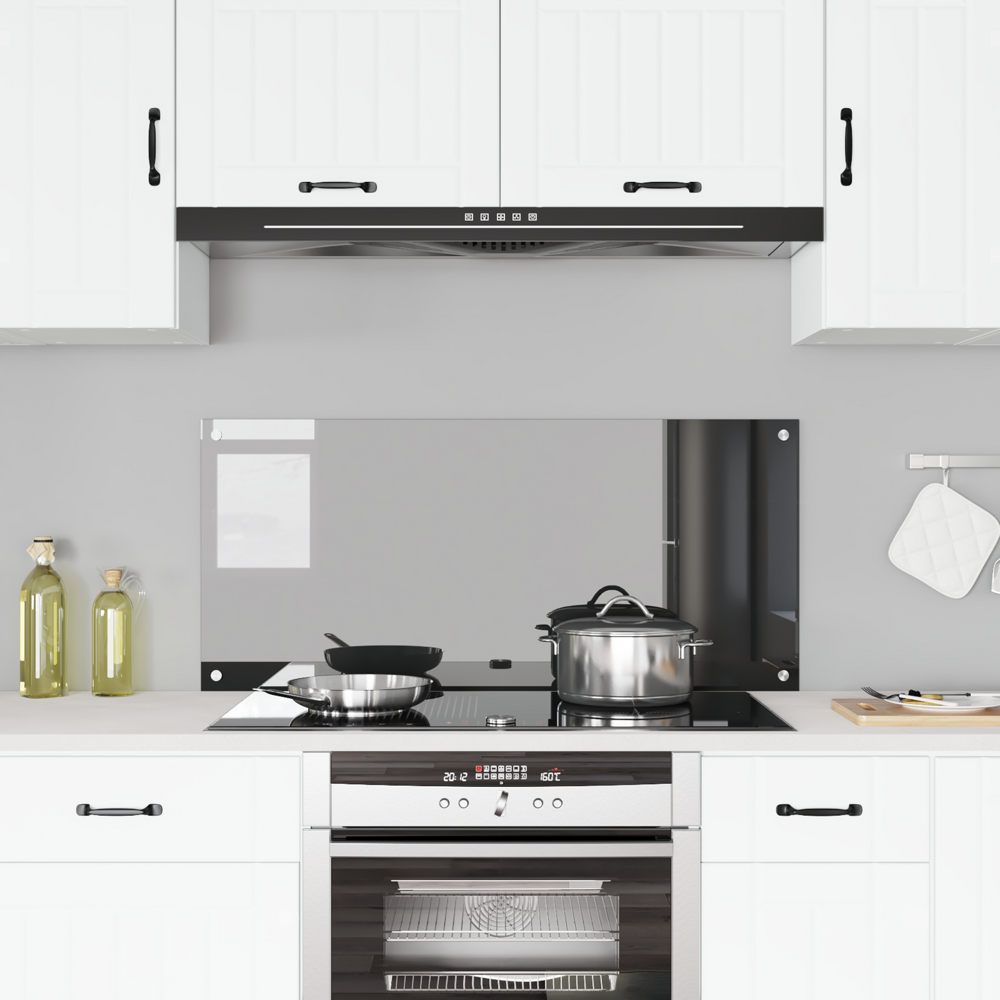 vidaXL Κουζίνα Πίσω τοίχος Σκούρο γκρι 110x50x0,6 εκ Γυαλί Tempered