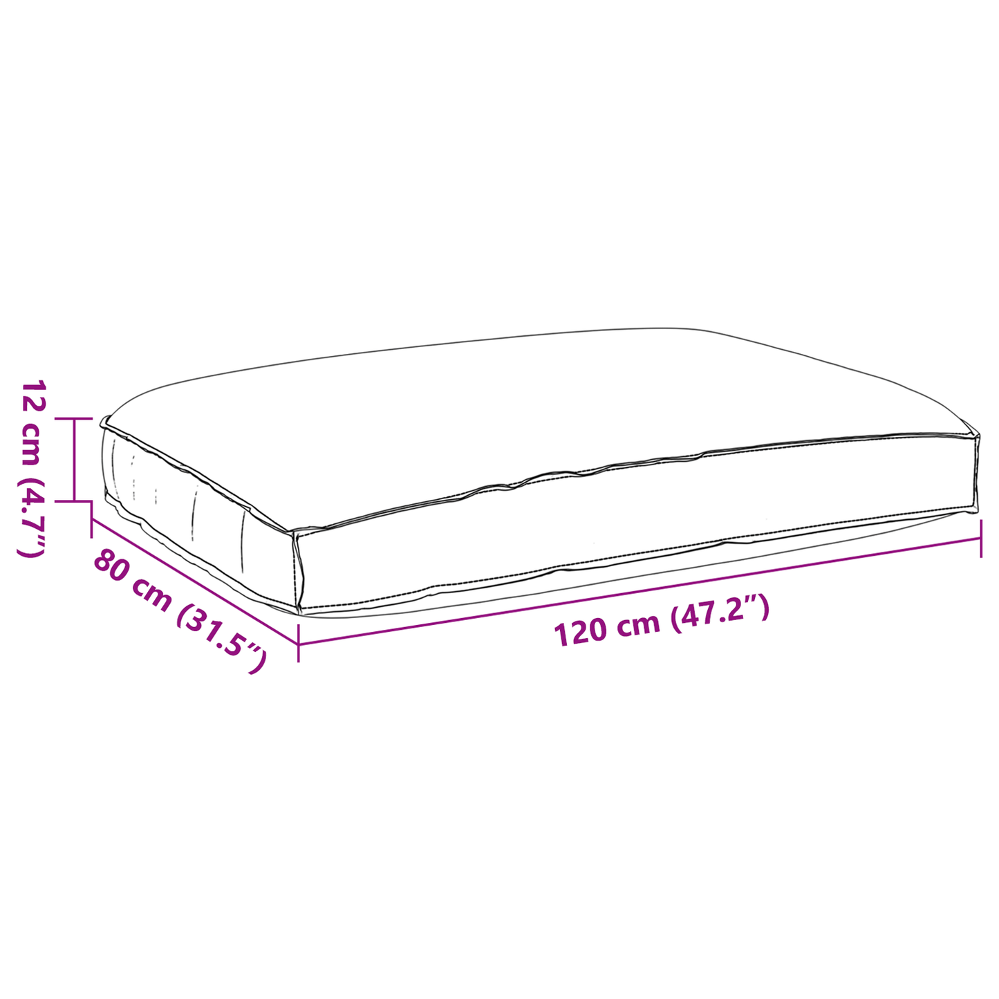 vidaXL Μαξιλάρι παλέτας για κάθισμα Κόκκινο 120 x 80 x 12 cm