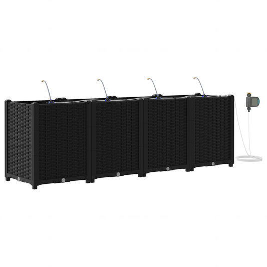 vidaXL Ζαρντινιέρες κήπου Μαύρο 160 x 40 x 52 cm Ατσάλι