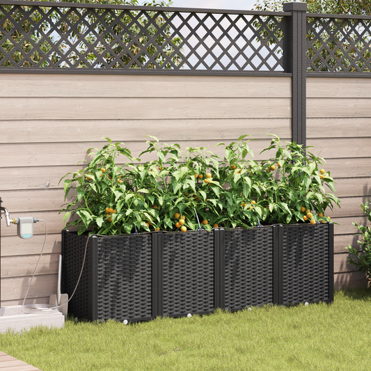 vidaXL Ζαρντινιέρες κήπου Μαύρο 160 x 40 x 52 cm Ατσάλι